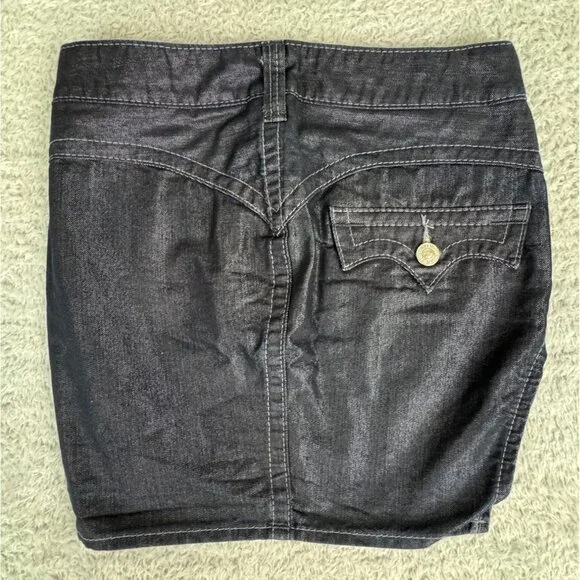True Religion Womens Denim Mini Skirt w/Side Slit Size 28 Y2K Classic NWOT - Picture 10 of 12